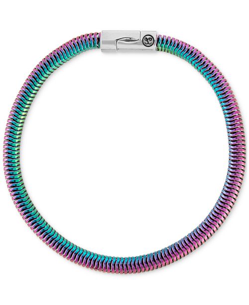 Esquire Men's Jewelry Rainbow Snake Link Chain Bracelet in Anodized Stainless Steel, Exclusively at Macy's - Multi