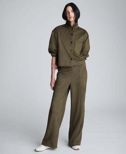 Kenneth Cole Women's High Rise Hollywood Waist Wide Pants - Olive Green