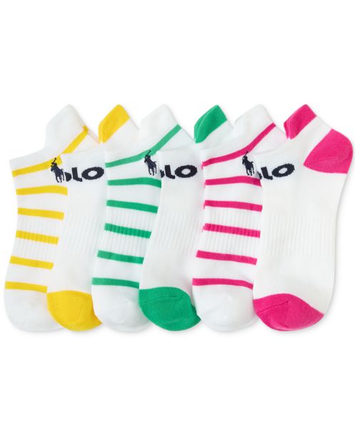 Polo Ralph Lauren Women's 6-Pk. Striped Logo Low-Cut Socks 727994PK2 - White/assorted