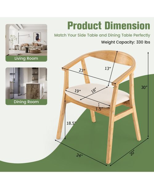 Skonyon Bamboo Accent Chair with Armrest and Curved Backrest-Natural - Natural