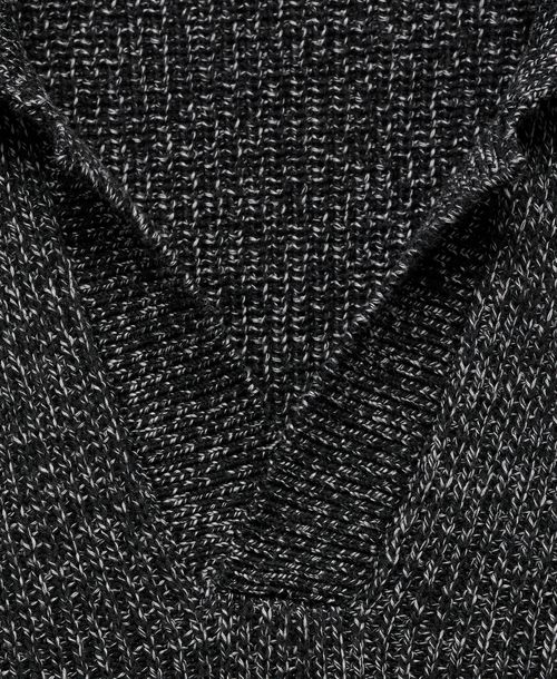 Mango Men's Cotton Polo-Neck Sweater - Dark Heather Gray