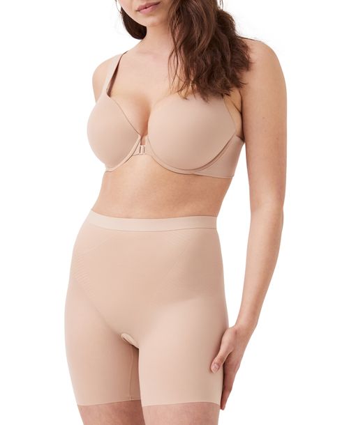 Spanx Women's Thinstincts 2.0 High-Waisted Mid-Thigh Girl Shorts - Champagne Beige