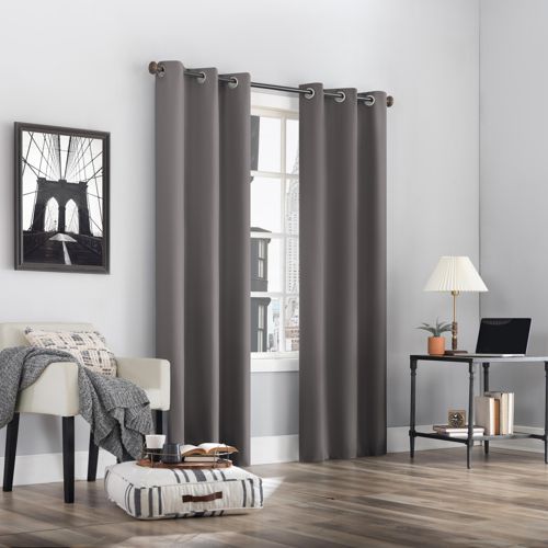 Cyrus Thermal 100% Blackout Grommet Curtain Panel - Gray