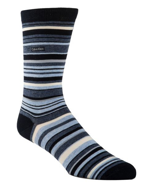 Calvin Klein Men's Striped Crew Socks - Navy/Pale Denim Heather
