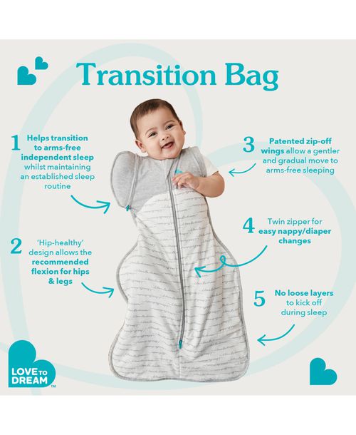 Love To Dream Baby Transition Bag Sleep Sack - Original - 1.0 Tog - White - Large (19-24lbs) - White
