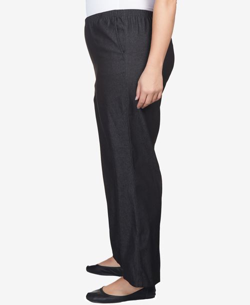 Alfred Dunner Plus Size Comfort Waistband Mid Rise Average Length Straight Leg Denim Pant - Black