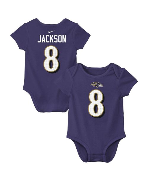 Nike Baby Boys and Girls Lamar Jackson Purple Baltimore Ravens Player Name Number Bodysuit - Purple