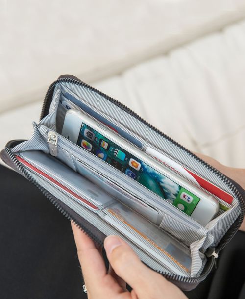 Travelon Rfid (Radio Frequency Identification) Blocking Single Zip Wallet - Ocean