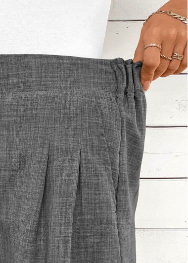 Modlily Dark Grey Marl Button Straight Leg High Waisted Shorts - L