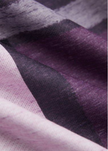 Modlily Purple Zipper Plaid Long Sleeve Stand Collar Jacket - M