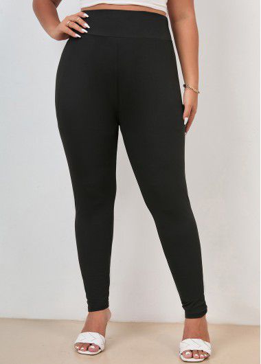 Modlily Black High Waisted Ankle Length Elastic Waist Leggings - S