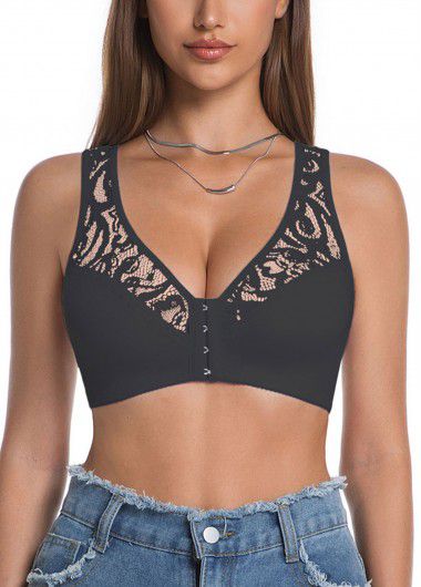Modlily Sexy Babydoll Lingerie Chemises Black Push Up V Neck Bra - 2XL