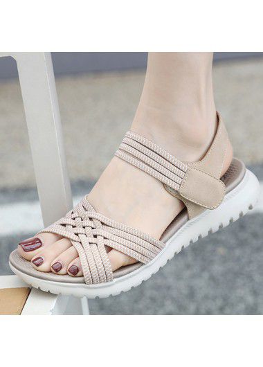 Modlily Beige Open Toe Rubber Falt Sandals - 38