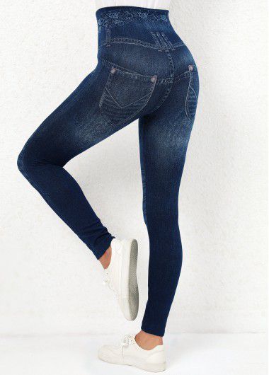 Modlily Navy High Waisted Ankle Length Leggings - 3XL