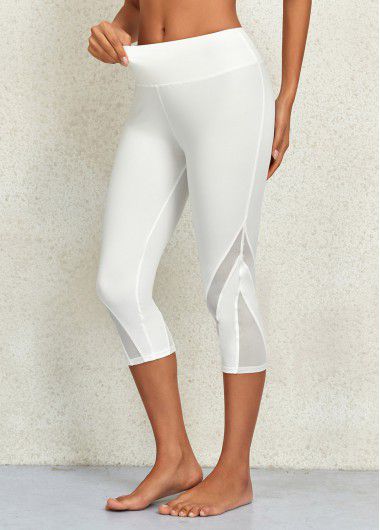 Modlily White Mid Waisted Capri Elastic Waist Leggings - S