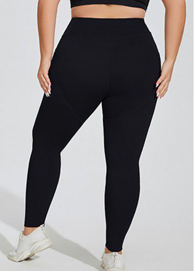 Modlily Black Plus Size Skinny Elastic Waist High Waisted Leggings - 2XL