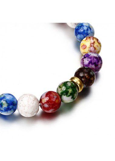 Modlily Multi Color Marble Beaded Agate Bracelet - One Size