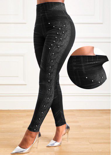 Modlily Black High Waisted Ankle Length Elastic Waist Leggings - M