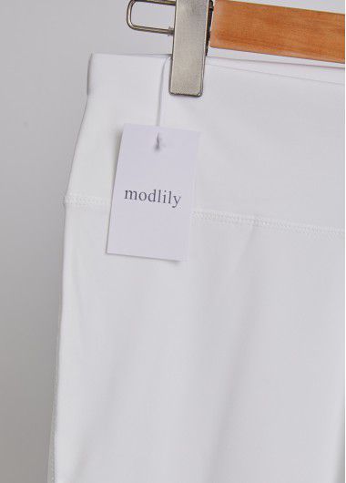 Modlily White Mid Waisted Capri Elastic Waist Leggings - XL