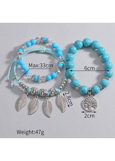 Modlily Mint Green Leaf Retro Bracelets Set - One Size