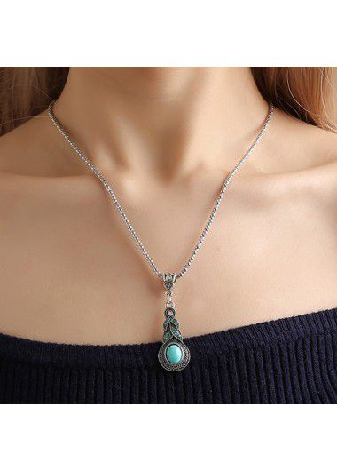 Modlily Alloy Light Blue Sliver Necklaces &amp; Pendants - One Size