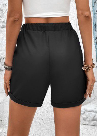 Modlily Black Pocket Drawastring High Waisted Shorts - L