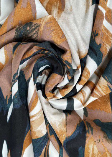 Modlily Dark Camel Bohemian Print A Line Elastic Waist Skirt - XL