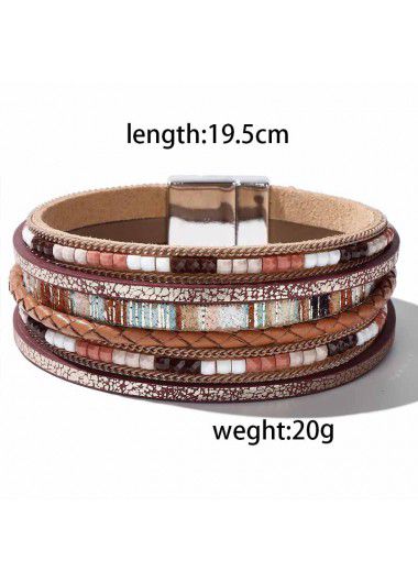 Modlily Dark Coffee Faux Leather Round Bracelet - One Size