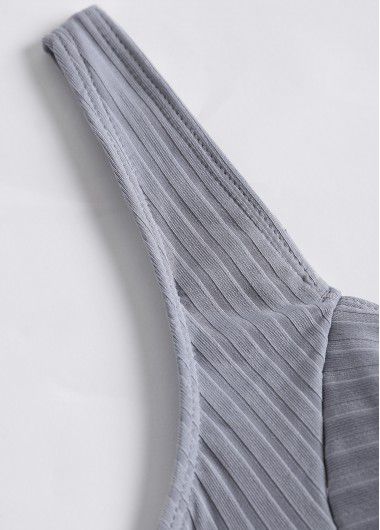 Modlily Patchwork Tribal Print Grey Tankini Set - L