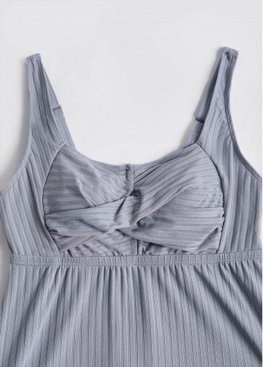 Modlily Patchwork Tribal Print Grey Tankini Set - L