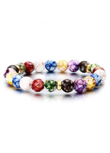 Modlily Multi Color Marble Beaded Agate Bracelet - One Size