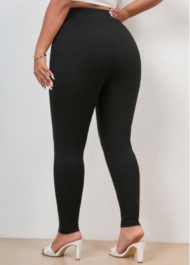 Modlily Black High Waisted Ankle Length Elastic Waist Leggings - S