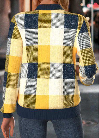 Modlily Multi Color Tummy Coverage Plaid Long Sleeve Jacket - M