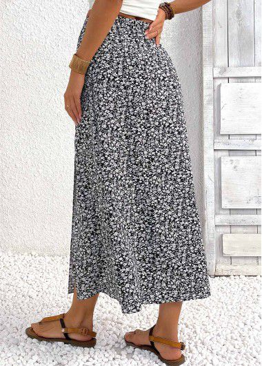 Modlily Black A Line Elastic Waist Maxi Skirt - 2XL