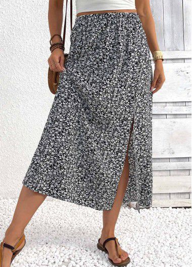 Modlily Black A Line Elastic Waist Maxi Skirt - 2XL