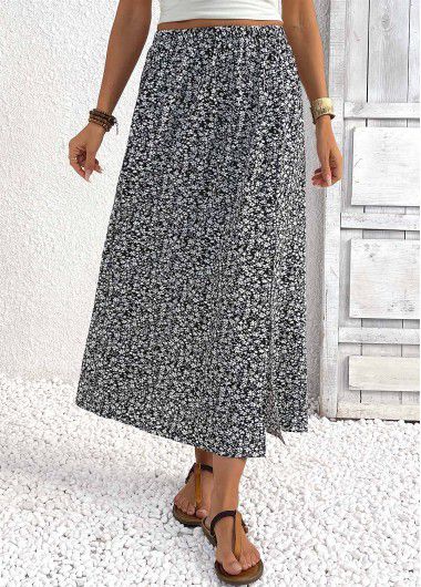 Modlily Black A Line Elastic Waist Maxi Skirt - 2XL