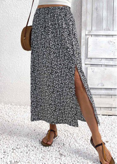 Modlily Black A Line Elastic Waist Maxi Skirt - 2XL