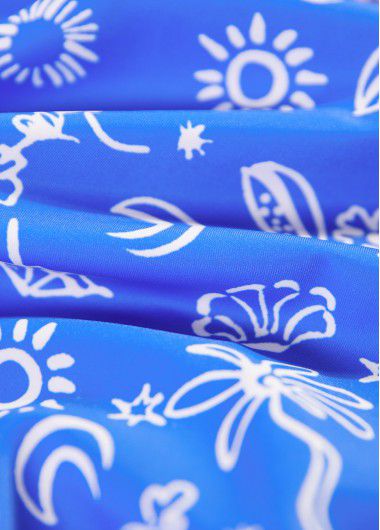 Modlily Cut Out Mid Waisted Floral Print Blue Tankini Set - XL