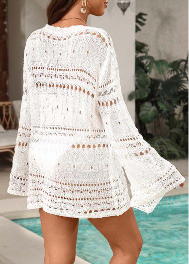 Modlily Lace Up White Color Cover Up - S