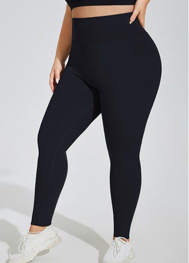 Modlily Black Plus Size Skinny Elastic Waist High Waisted Leggings - XL