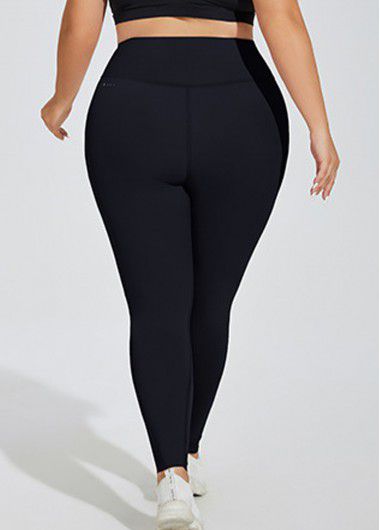 Modlily Black Plus Size Skinny Elastic Waist High Waisted Leggings - 3XL