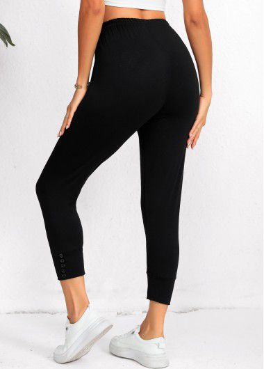 Modlily Black High Waisted Capri Elastic Waist Leggings - XL