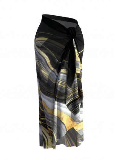 Modlily Marble Print Black One Piece Swimwear - S