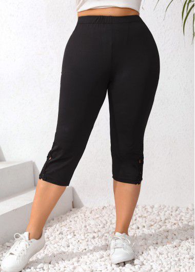 Modlily Black Patchwork Plus Size Skinny Elastic Waist Leggings - 2XL