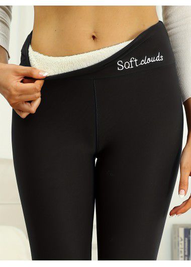 Modlily Black Letter Print High Waisted Ankle Length Leggings - 2XL