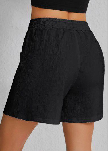 Modlily Black Pocket Elastic Waist High Waisted Shorts - XL