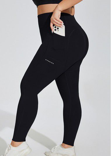 Modlily Black Plus Size Skinny Elastic Waist High Waisted Leggings - 2XL