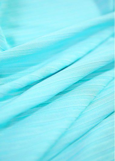 Modlily Bowknot Tropical Plants Print Cyan Tankini Set - M