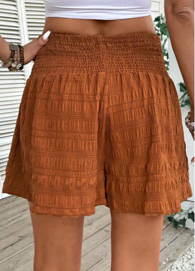 Modlily Terracotta Wide Leg Elastic Waist High Waisted Shorts - L