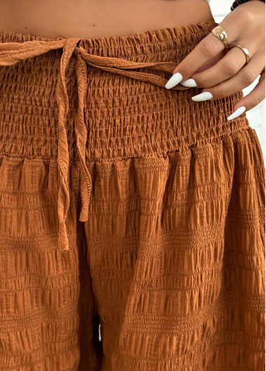 Modlily Terracotta Wide Leg Elastic Waist High Waisted Shorts - L